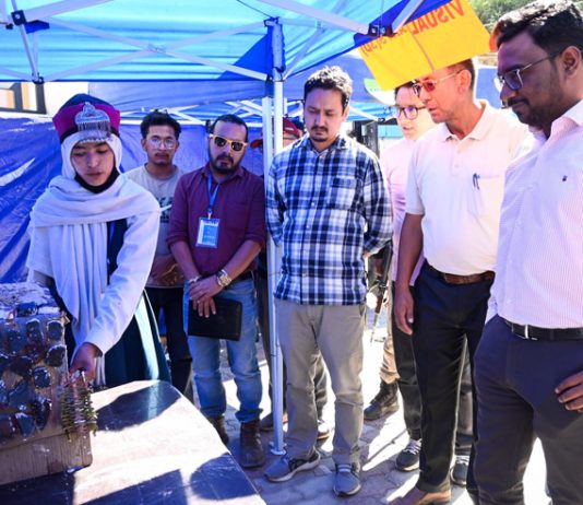 Students showing stalls during District-Level Kala Utsav in Kargil.