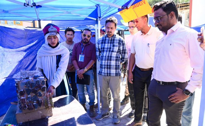 Students showing stalls during District-Level Kala Utsav in Kargil.